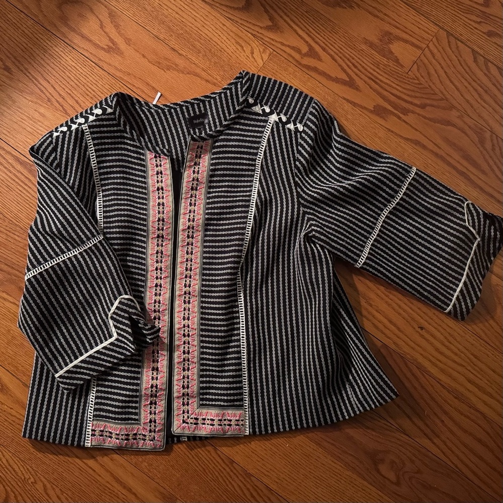 Striped Black and White Jacket with Pink Accents SOLD ELSEWHERE